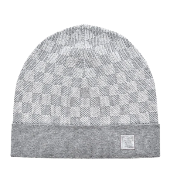 CHEQUERED BEANIE - LIGHT GREY