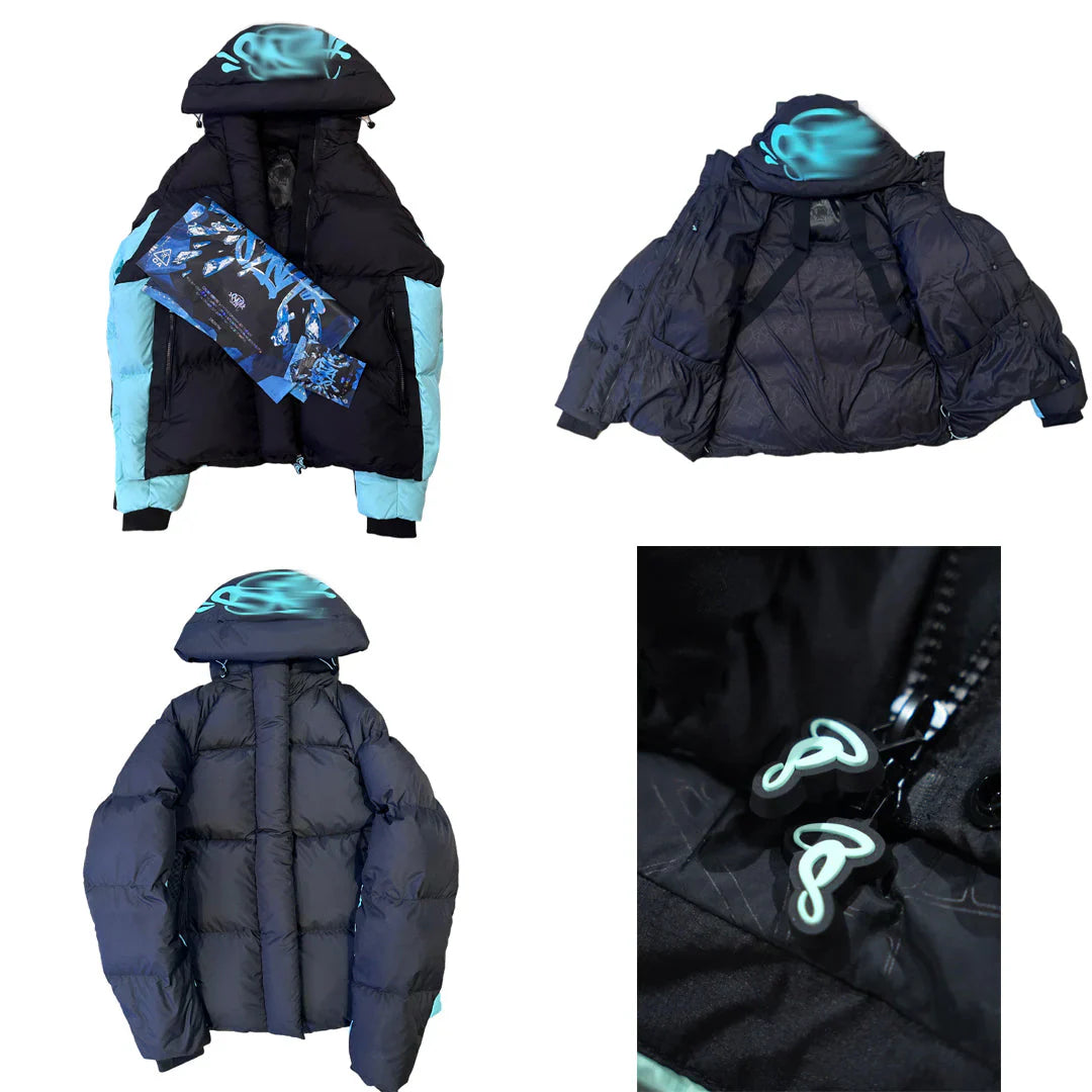 SYN PUFFER JACKET- TEAL BLUE/BLACK